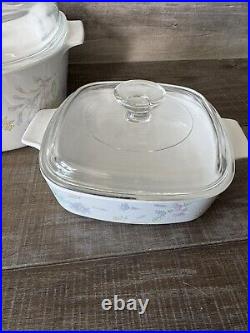 Vintage Corning Ware Bouquet of flowers (3) Casserole with Lid 6pcs