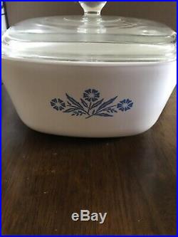 Vintage Corning Ware Casserole Dish with Lid 1.75 Qt CORNFLOWER BLUE P 1 3/4-B