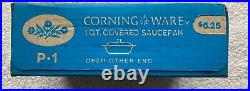 Vintage Corning Ware Casserole NEW In BOX Blue Cornflower Dish Lid P-1 Quart