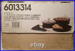 Vintage Corning Ware Classic Black 5 Piece Set 6013314 1990