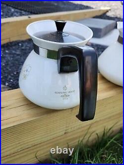 Vintage Corning Ware Coffee Tea Pot 6 Cup + Lid 1960's Mint set of Four Tea Pots