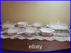 Vintage Corning Ware Cookware Spice of Life 14 Piece Set Includes 5 Glass Lids