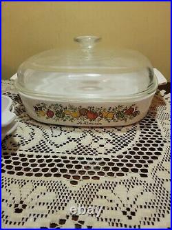 Vintage Corning Ware Cookware Spice of Life 14 Piece Set Includes 5 Glass Lids