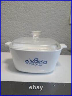 Vintage Corning Ware Cornflower Blue 1960 1.75 Quart Casserole Dish WithLid Hand