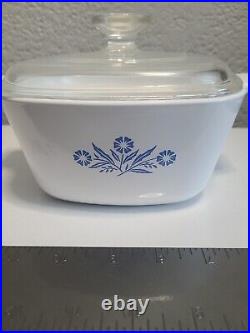 Vintage Corning Ware Cornflower Blue 1960 1.75 Quart Casserole Dish WithLid Hand