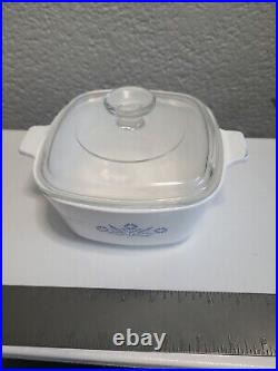 Vintage Corning Ware Cornflower Blue 1960 1.75 Quart Casserole Dish WithLid Hand