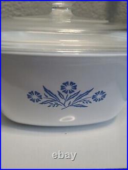Vintage Corning Ware Cornflower Blue 1960 1.75 Quart Casserole Dish WithLid Hand