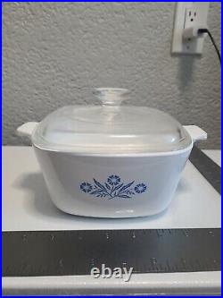 Vintage Corning Ware Cornflower Blue 1960 1.75 Quart Casserole Dish WithLid Hand