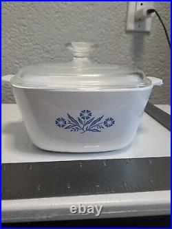 Vintage Corning Ware Cornflower Blue 1960 1.75 Quart Casserole Dish WithLid Hand