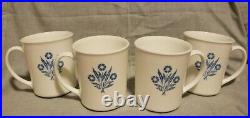 Vintage Corning Ware Cornflower Coffee Mug Cup Glass Lot of 4