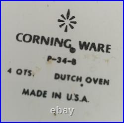 Vintage Corning Ware Dutch Oven 1960s P-34-B Cornflower Blue