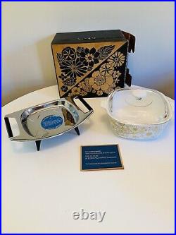 Vintage Corning Ware Floral Bouquet P-540 with Candle Warmer in Box, Unused