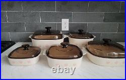 Vintage Corning Ware Forever Yours 10pc Casserole Dish Set Amber Lids hearts