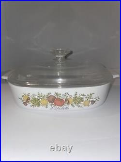 Vintage Corning Ware L'Echalote A 8 B Spice Of Life 1.4 L CASSEROLE DISH WithLID