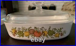 Vintage Corning Ware L'Echalote Spice Of Life dish A-8-B & lid Stamped