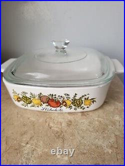 Vintage Corning Ware L'Echalote Spice of Life A-1-B One Quart Dish with Lid Rare