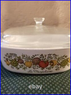 Vintage Corning Ware La Marjolaine A-2-B Spice Of Life with Pyrex 2 QT A 9 C Lid