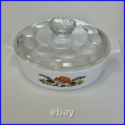 Vintage Corning Ware Merry Mushroom 3 Pc. Casserole Dishes. 4, 2.5, & 1qt withlids