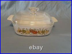 Vintage Corning Ware Microwaveable Glass White Floral Spice of Life Pattern