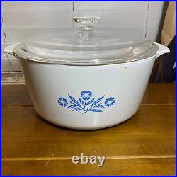 Vintage Corning Ware N-5-B Blue Cornflower 5 Quart Range Topper & Lid