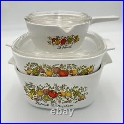 Vintage Corning Ware Original Spice of Life Set Of 3 Square Casserole Lidded