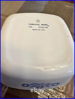 Vintage Corning Ware P-41 Petite Pan Set of 4 Blue Corn flower small pottery