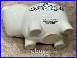 Vintage Corning Ware Pig Piggy Bank Blue Cornflower Corningware White Pig
