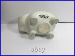 Vintage Corning Ware Pig Piggy Bank Blue Cornflower Corningware White Pig