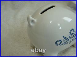 Vintage Corning Ware Pig Piggy Bank Blue Cornflower England Original Stopper EUC