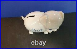 Vintage Corning Ware Pig Piggy Bank Cornflower Blue Pattern England No Stopper