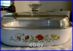 Vintage Corning Ware Poppy Wild Flower Casserole Dish withGlass Lid