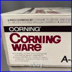 Vintage Corning Ware SHADOW IRIS 6 Piece Casserole Set NEW Sealed Box A300-333