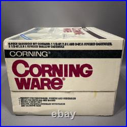 Vintage Corning Ware SHADOW IRIS 6 Piece Casserole Set NEW Sealed Box A300-333