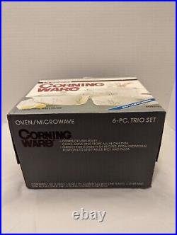 Vintage Corning Ware SHADOW IRIS 6 Piece Ovenware Trio Set In Sealed Box 1986
