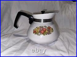 Vintage Corning Ware SPICE OF LIFE 6-Cup TEAPOT Kettle with Metal LID #P-104-8