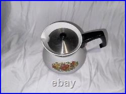 Vintage Corning Ware SPICE OF LIFE 6-Cup TEAPOT Kettle with Metal LID #P-104-8