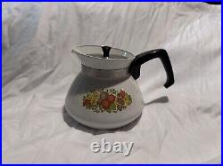 Vintage Corning Ware SPICE OF LIFE 6-Cup TEAPOT Kettle with Metal LID #P-104-8