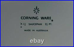 Vintage Corning Ware Set 4 & 21/2 pt made in Australia