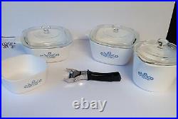 Vintage Corning Ware Set Of 4 Blue And White