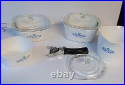 Vintage Corning Ware Set Of 4 Blue And White