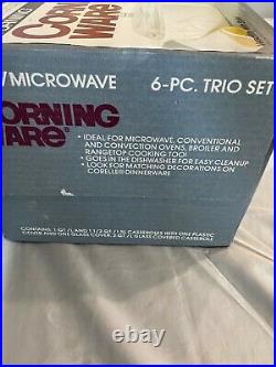 Vintage Corning Ware Shadow Iris 6 Piece Trio Set New in Unopened Box 1986
