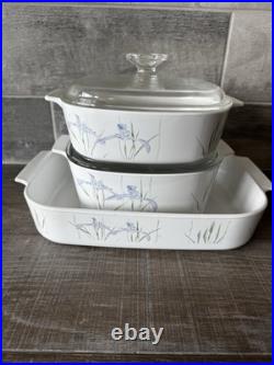 Vintage Corning Ware Shadow Irish Casserole With Lid (2) Lasagna Pan(1) 5pcs
