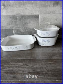 Vintage Corning Ware Shadow Irish Casserole With Lid (2) Lasagna Pan(1) 5pcs