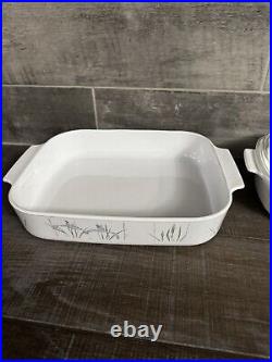 Vintage Corning Ware Shadow Irish Casserole With Lid (2) Lasagna Pan(1) 5pcs