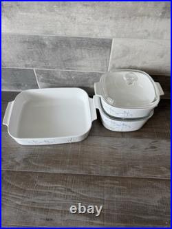 Vintage Corning Ware Shadow Irish Casserole With Lid (2) Lasagna Pan(1) 5pcs