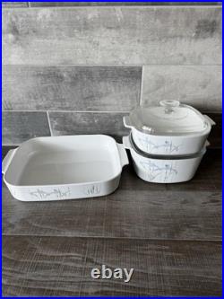 Vintage Corning Ware Shadow Irish Casserole With Lid (2) Lasagna Pan(1) 5pcs