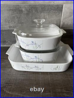 Vintage Corning Ware Shadow Irish Casserole With Lid (2) Lasagna Pan(1) 5pcs