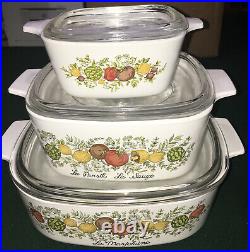 Vintage Corning Ware Spice Of Life 6 Piece Set with Lids