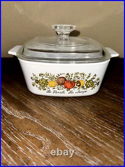 Vintage Corning Ware'Spice Of Life' A 1 1/2 B 1 1/2 Quart Square Dish With Lid
