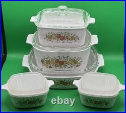 Vintage Corning Ware Spice Of Life LOT of 5 With Lids L'Echalote La Marjolaine